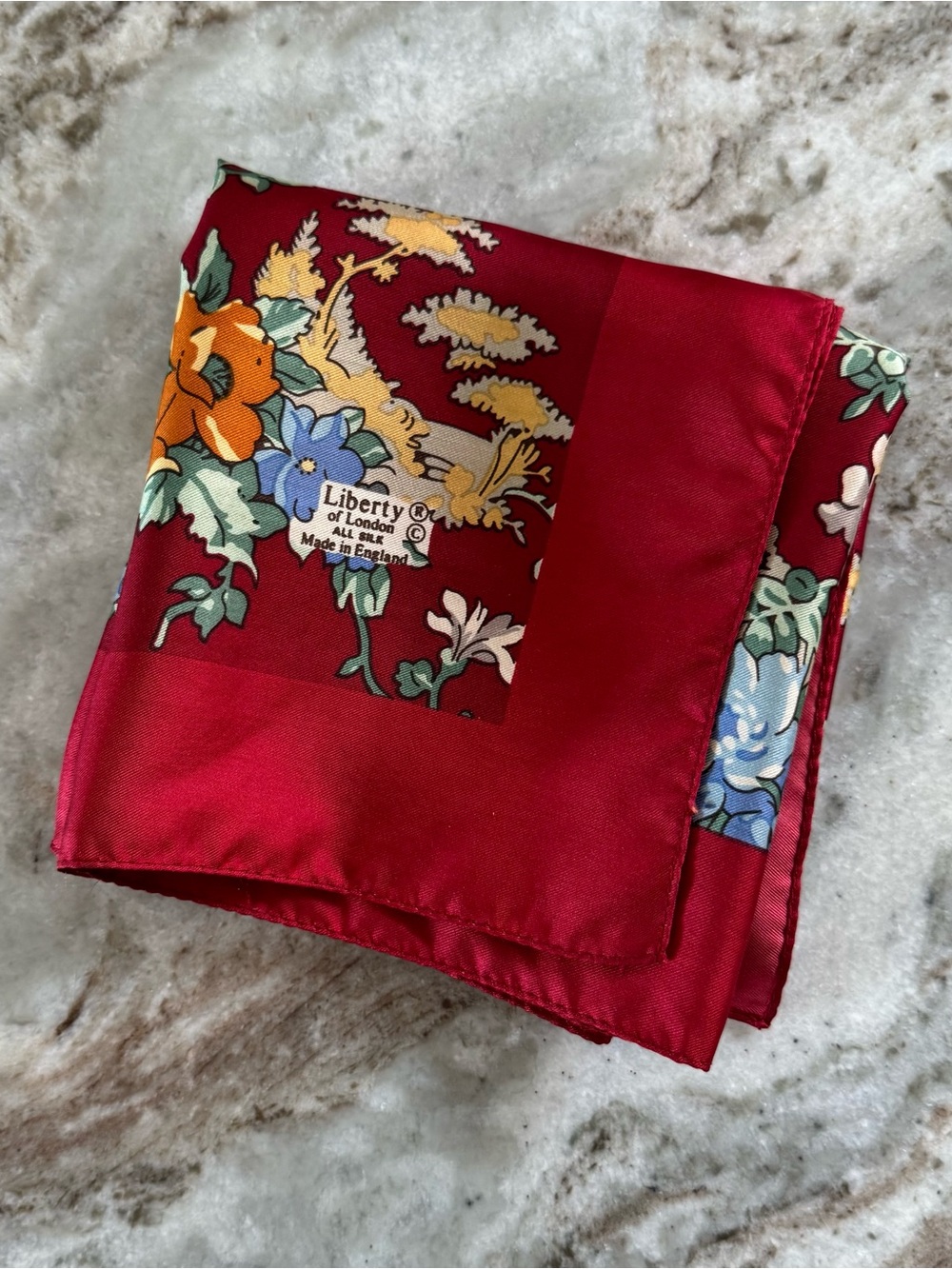 Liberty of London Red Floral Silk Scarf